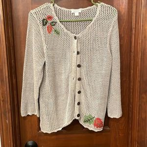 Vintage Christopher & Banks knitted flower/plant cardigan
